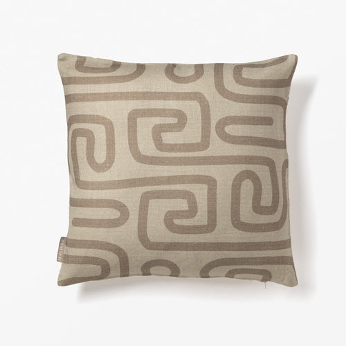 LABYRINTH PRINT CUSHION COVER SAND/TAUPE