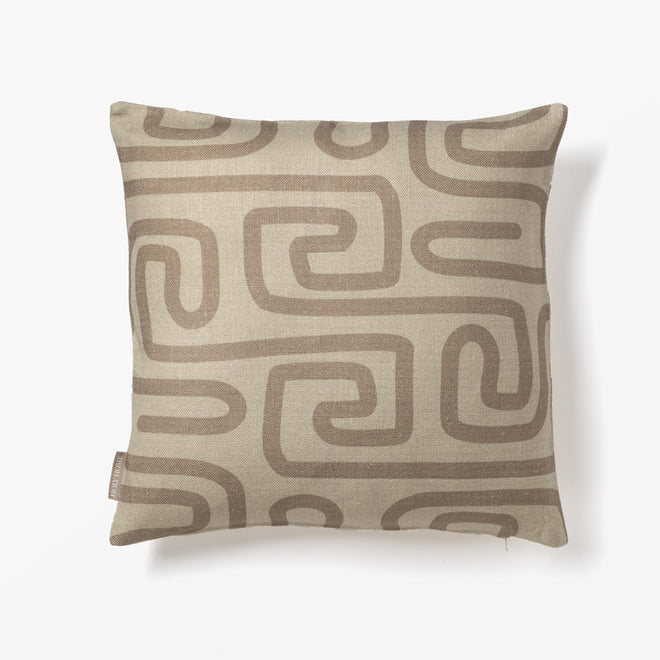 LABYRINTH PRINT CUSHION COVER SAND/TAUPE