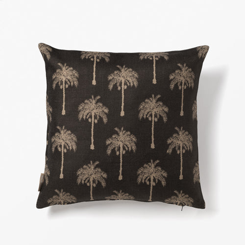 PALM PRINT CUSHION COVER BLACK/TAUPE
