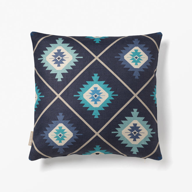SMALL KILIM PRINT CUSHION COVER DARK BLUE