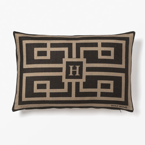 GEOMETRIC WIDE CUSHION COVER BLACK/TAUPE