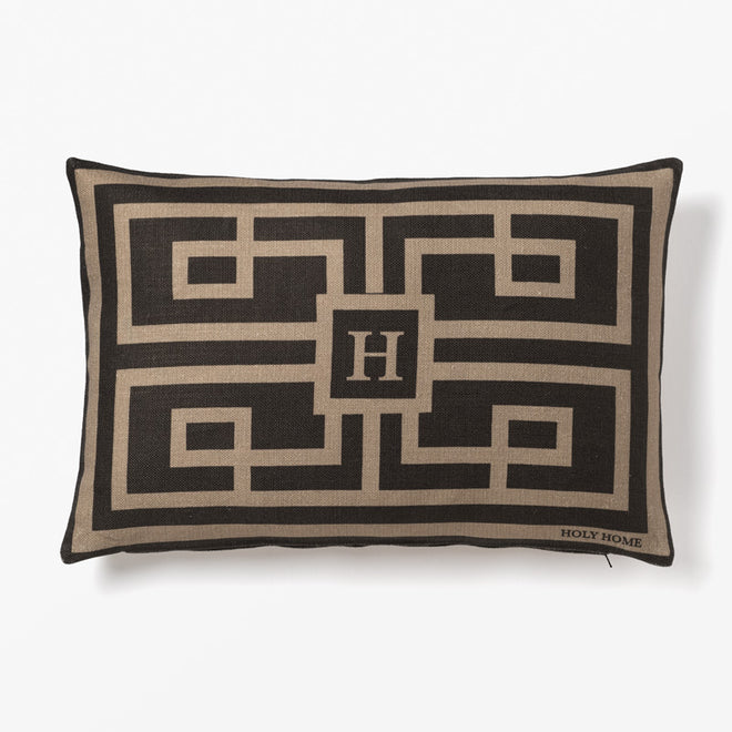 GEOMETRIC WIDE CUSHION COVER BLACK/TAUPE