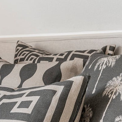 SMALL GEOMETRIC PRINT CUSHION COVER BLACK/TAUPE