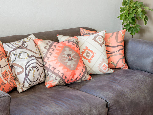 KILIM PRINT CUSHION COVER ORANGE/BROWN