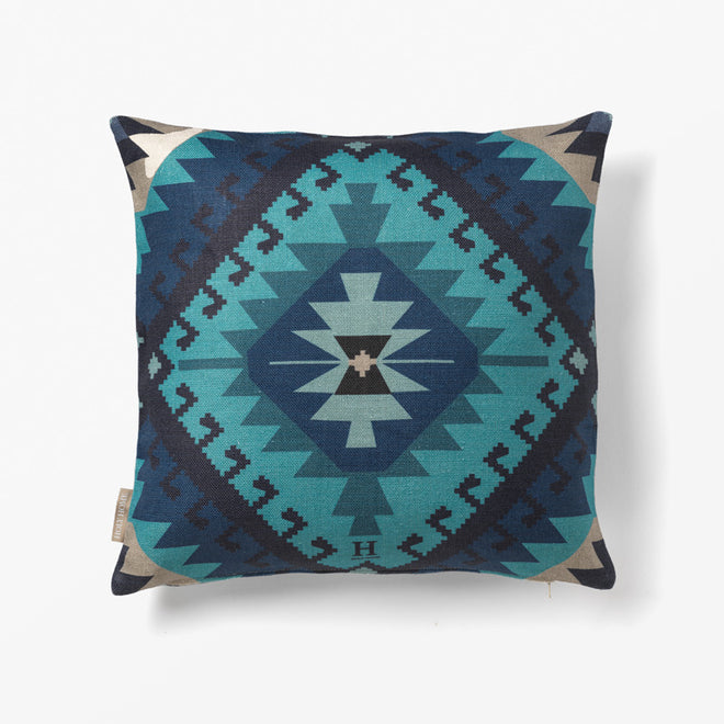 KILIM PRINT CUSHION COVER TURQUOISE/BLUE