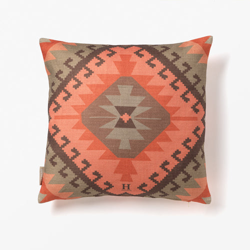 KILIM PRINT CUSHION COVER ORANGE/BROWN
