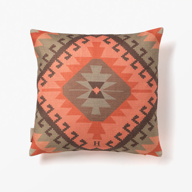 KILIM PRINT CUSHION COVER ORANGE/BROWN