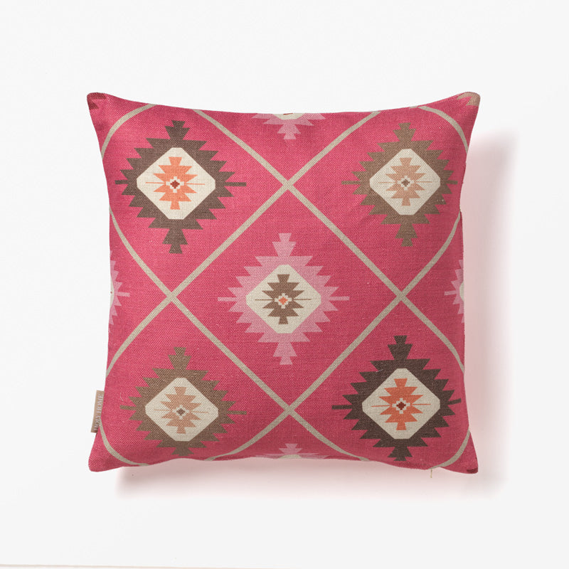 SMALL KILIM PRINT CUSHION COVER DARK PINK