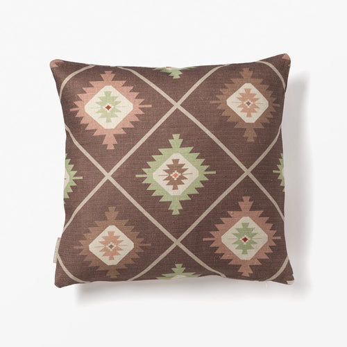 SMALL KILIM PRINT CUSHION COVER BROWN