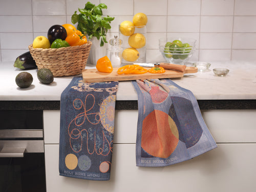 KITCHEN TOWEL SET 2 PCS HILMA NO.1 AND 2 LIGHT BLUE AND BLUE