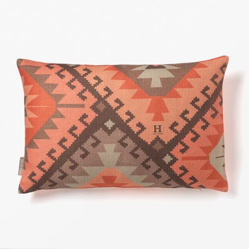 KILIM WIDE PRINT CUSHION COVER ORANGE/BROWN