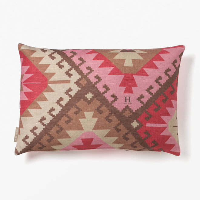 KILIM WIDE PRINT CUSHION COVER PINK/TAUPE