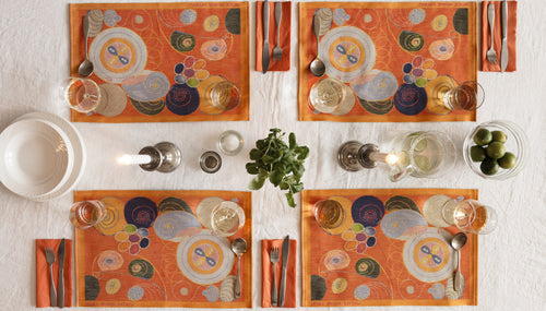 TABLE MAT SET 2 PCS HILMA NO.3 ORANGE/WHITE