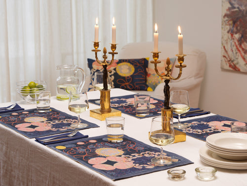 TABLE MAT SET 2 PCS HILMA NO.1 BLUE/PINK